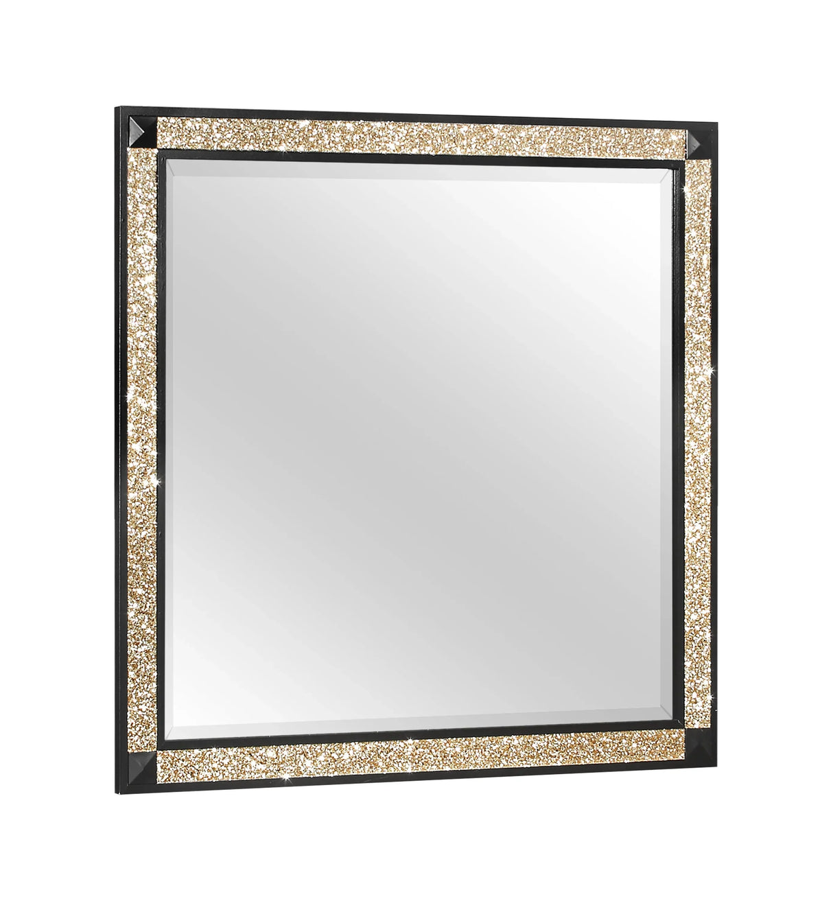 Full Bedroom Set Dresser Nightstand Mirror Glam Black Gold - Furniture Home Direct