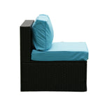 Outdoor Sectional Set With Blue Cushions - Furniture Home Direct