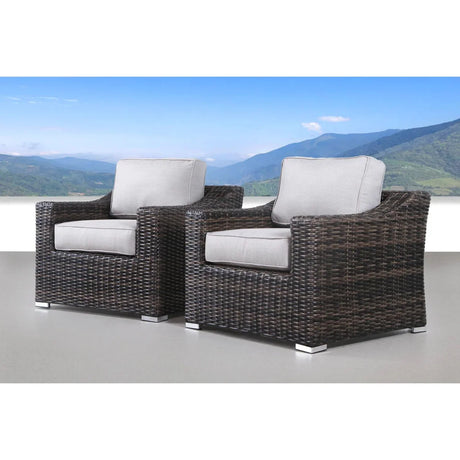 Modern Patio Chair With Cushions (Set of 2) - Brown - Furniture Home Direct