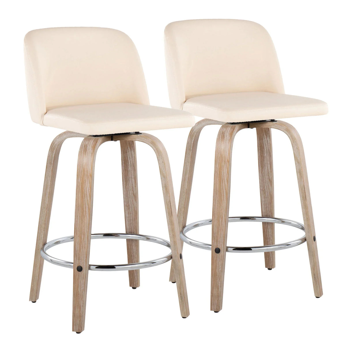 Toriano - Modern Design Fixed Height Counter Stool With Swivel With Round Footrest (Set of 2) - Furniture Home Direct