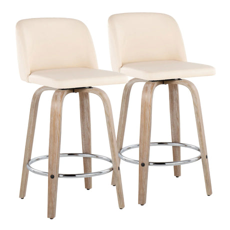 Toriano - Modern Design Fixed Height Counter Stool With Swivel With Round Footrest (Set of 2) - Furniture Home Direct