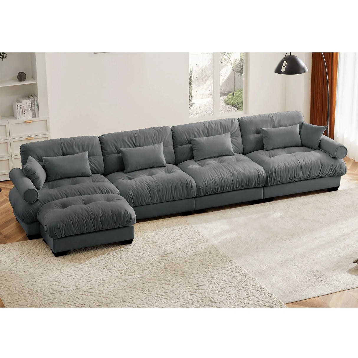 Super Comfort Oversized Modular Sectional Sofa With Movable Ottoman - Furniture Home Direct