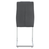 Dining Chair Set Modern Faux Leather With Chrome Base Gray - Furniture Home Direct