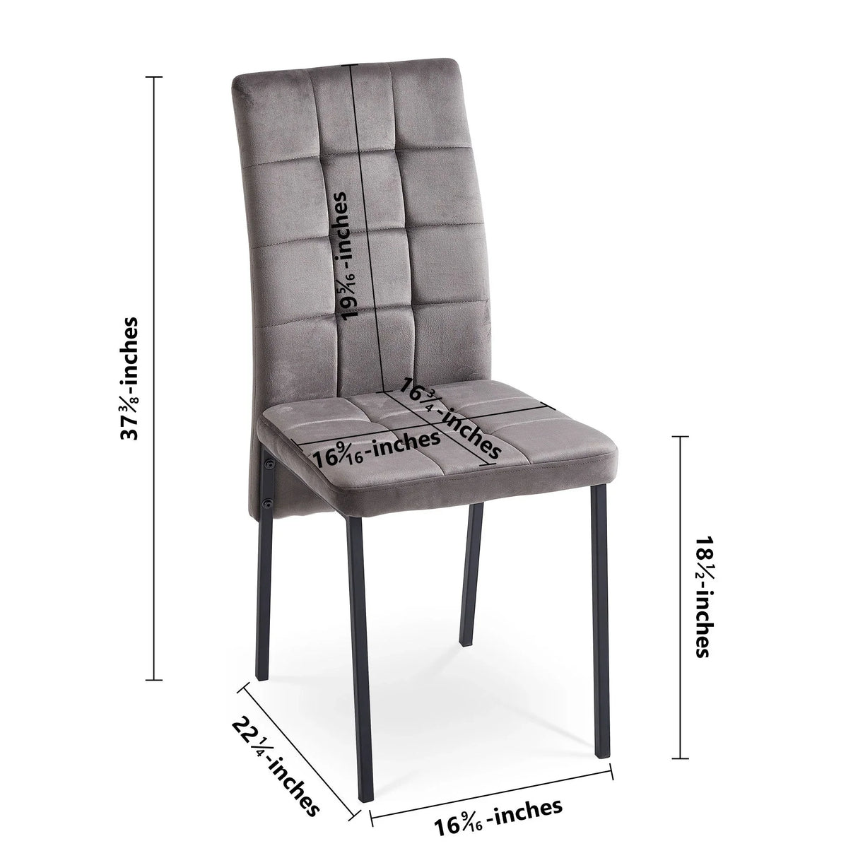 Velvet High Back Nordic Dining Chair Modern Fabric Chair With Black Legs (Set of 2) - Furniture Home Direct