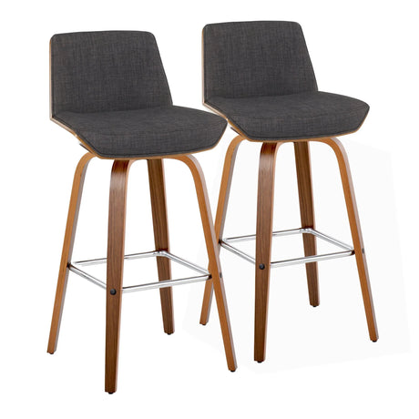 Corazza - Mid Century Modern Fixed Height Barstool With Swivel With Square Footrest (Set of 2) - Furniture Home Direct