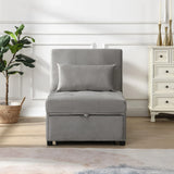 Folding Ottoman Sofa Bed - Gray Fabric - Furniture Home Direct