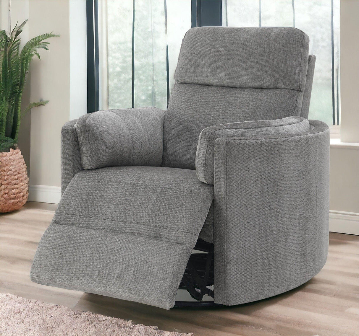 Sagen - Chenille Glider Recliner With Swivel - Furniture Home Direct