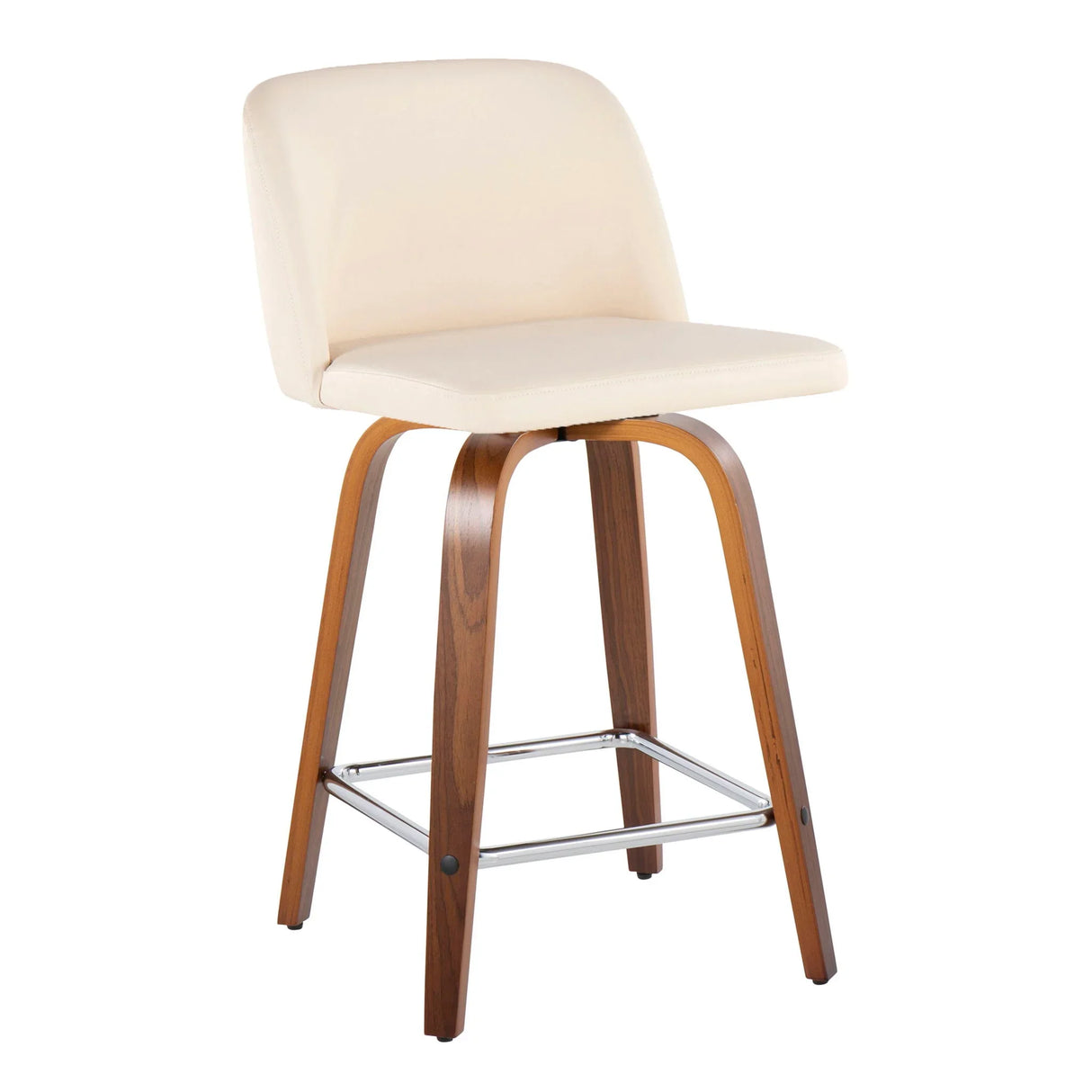 Toriano - Mid Century Modern Fixed Height Counter Stool With Swivel & Square Footrest (Set of 2) - Furniture Home Direct