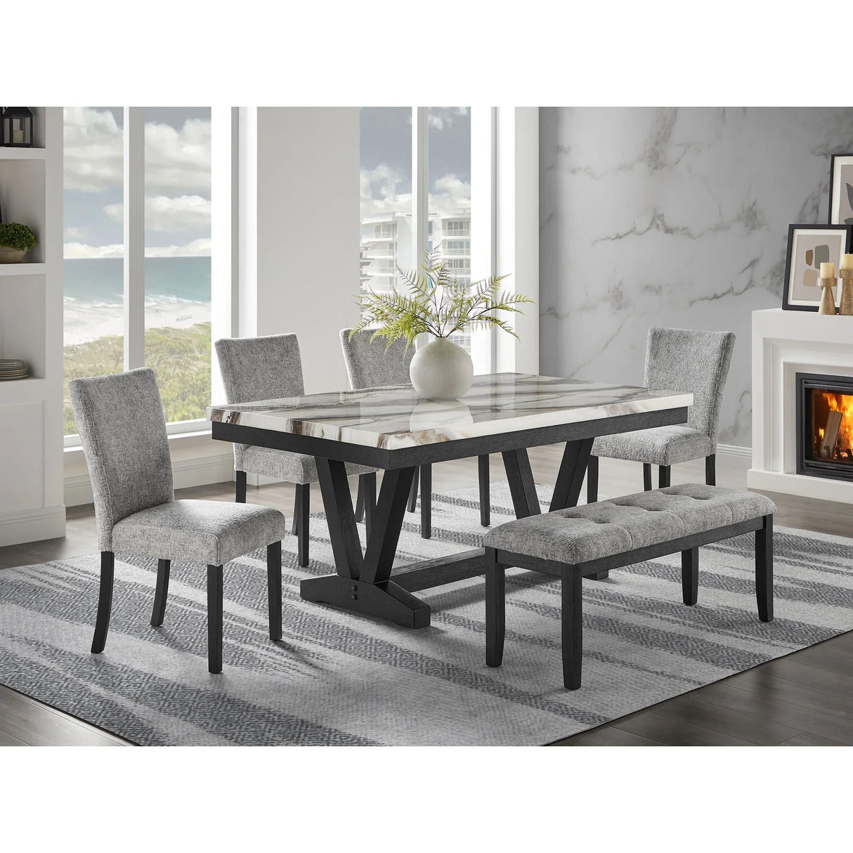 Panda - Dining Table And Trestle Base - Black - Furniture Home Direct
