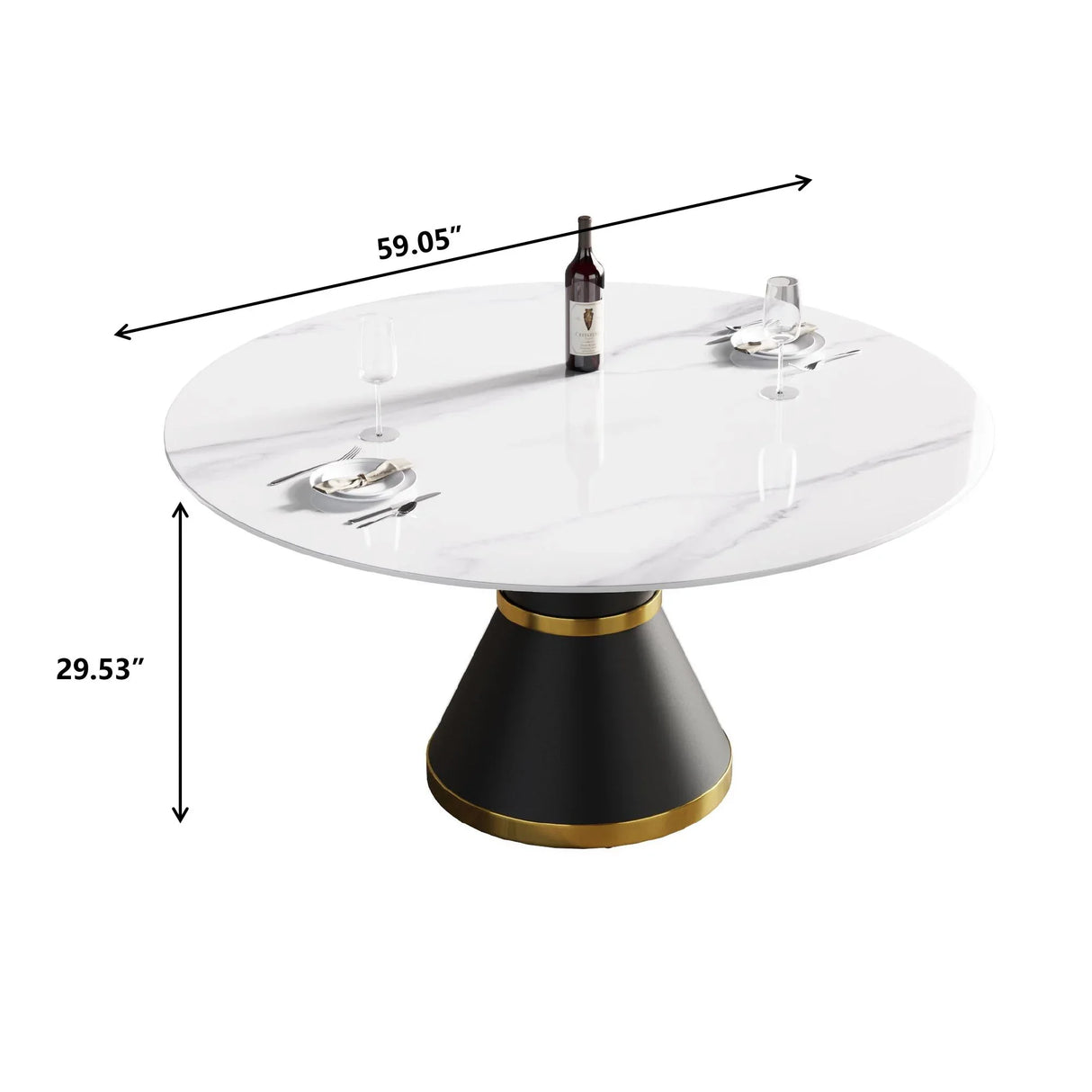 Modern Artificial Stone Round Carbon Steel Base Dining Table, Can Accommodate 6 People - Furniture Home Direct