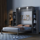 Wall Murphy Bed With Shelves And LED Lights - Furniture Home Direct