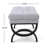 Bench Tufted Cushion with Arched Black Legs Light Grey - Furniture Home Direct