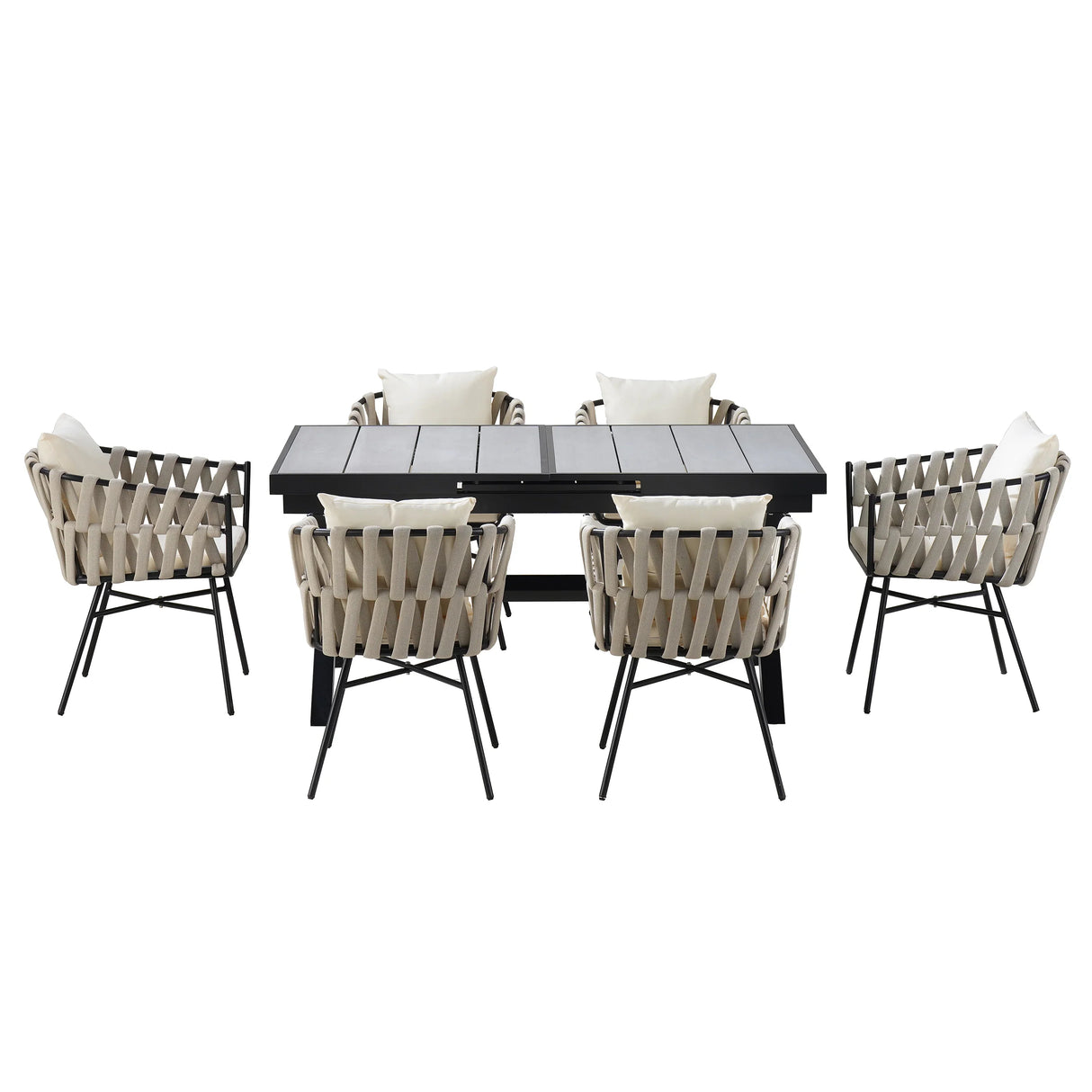 Outdoor 7 Piece DIning Set - Beige - Furniture Home Direct