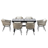 Outdoor 7 Piece DIning Set - Beige - Furniture Home Direct