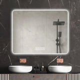 28" Bathroom Mirror With LED Lights Front And Backlit, Anti-Fog Lighted Vanity Mirrors For Wall Mounted And 5 Level Dimmable, Horizontal / Vertical - Clear - Furniture Home Direct