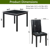 5 Pieces Wooden Dining Table Set, Square Table And 4 Upholstered Chairs - Furniture Home Direct