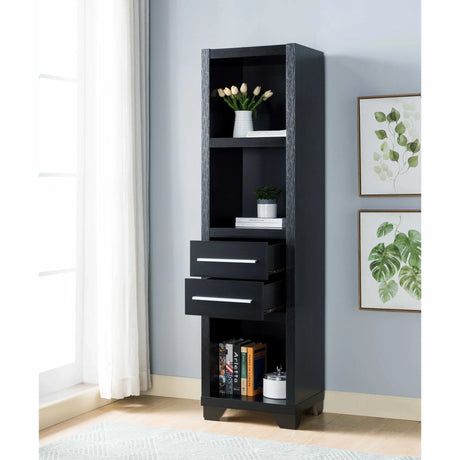 Media Pier, Bookcase Display With 2 Drawers, Open Storage Compartments - Furniture Home Direct