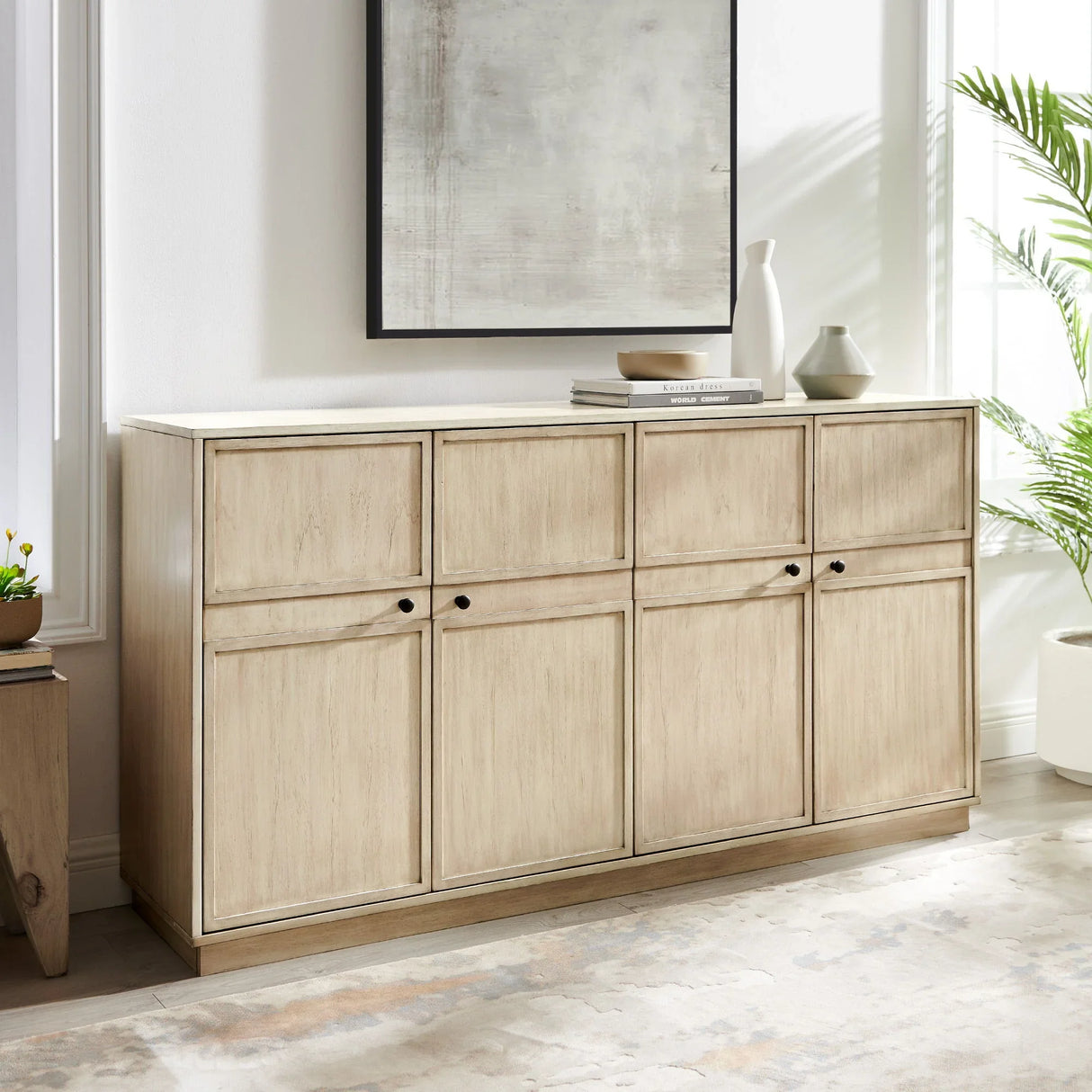Classic Framed 4 Door Sideboard - Birch - Furniture Home Direct