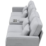 114.2 Sofa With Console 2 Cupholders 2 USB Ports Light Gray - Furniture Home Direct
