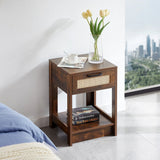 15.75" Rattan End Table With Drawer, Modern Nightstand, Side Table For Living Room, Bedroom - Furniture Home Direct