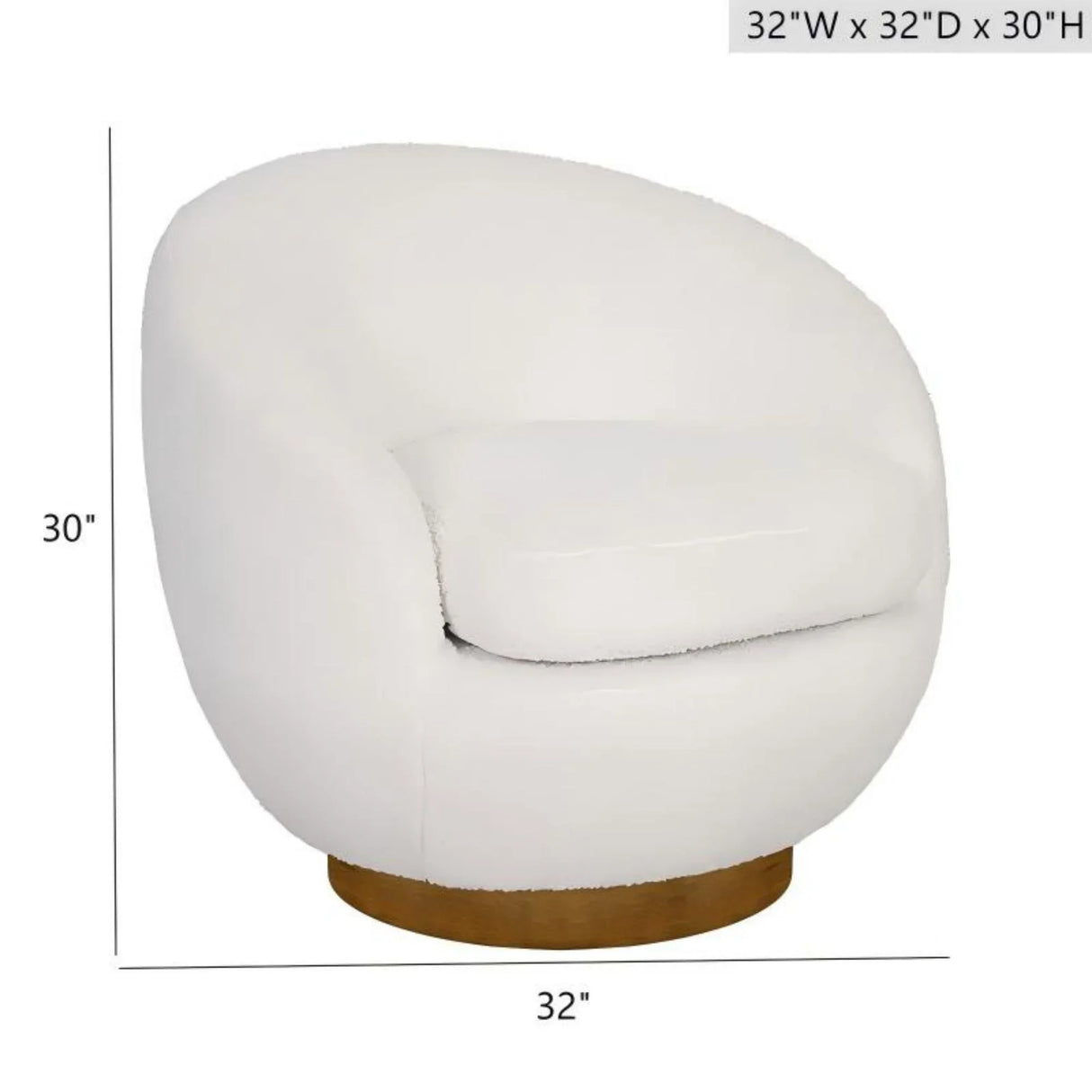 Shearling - Swivel Chair With Base Construction - Cream - Furniture Home Direct