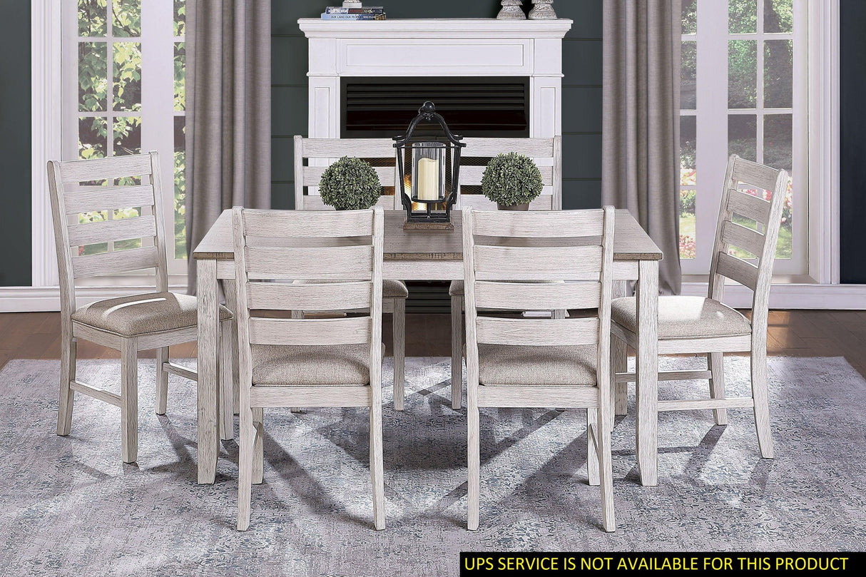 Dining Set Rustic Weathered Wood 7 Piece Multicolor - Furniture Home Direct