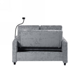 Sleeper Sofa With Adjustable Backrest, Two Cup Holders, Phone Holder, Three Charging Ports And Side Storage Pockets - Gray - Furniture Home Direct