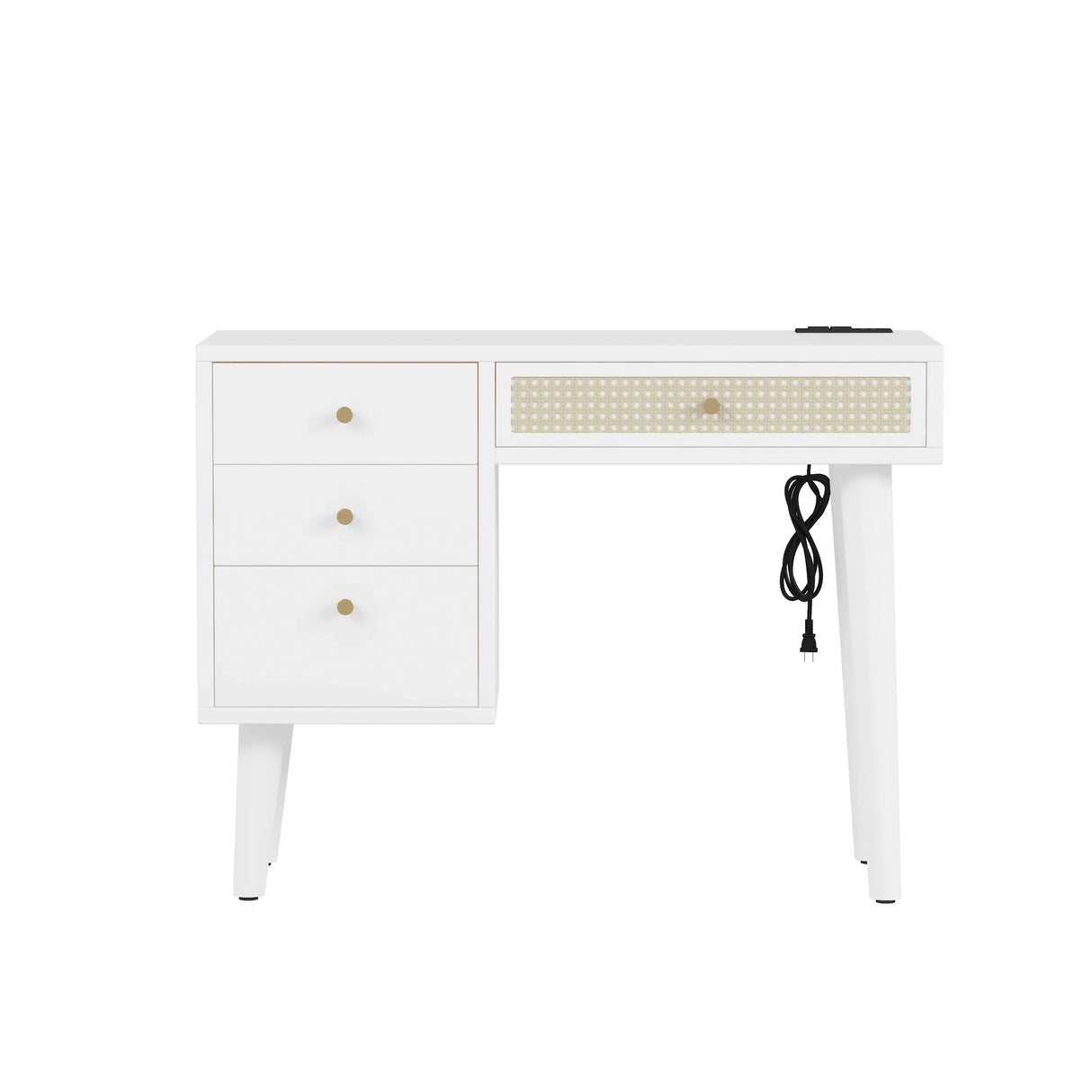 Vanity Desk Bohemian Retro Wood Makeup Station White - Furniture Home Direct