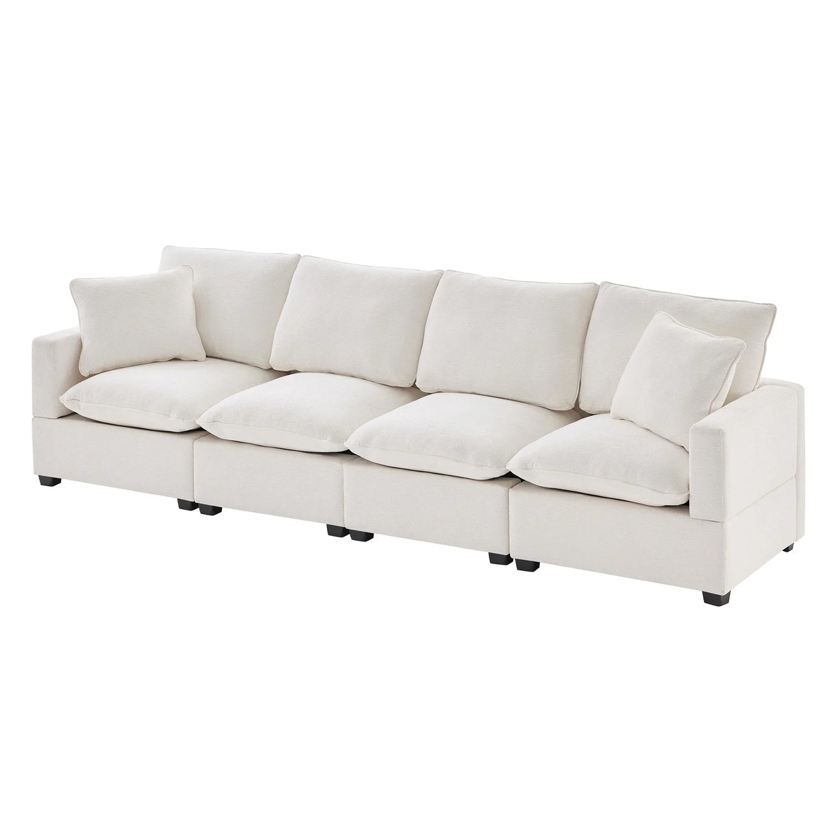 Modern Modular Sofa, 4 Seat Chenille Sectional Couch Set With 2 Pillows Included, Freely Combinable Indoor Funiture For Living Room, Apartment, Office - Furniture Home Direct