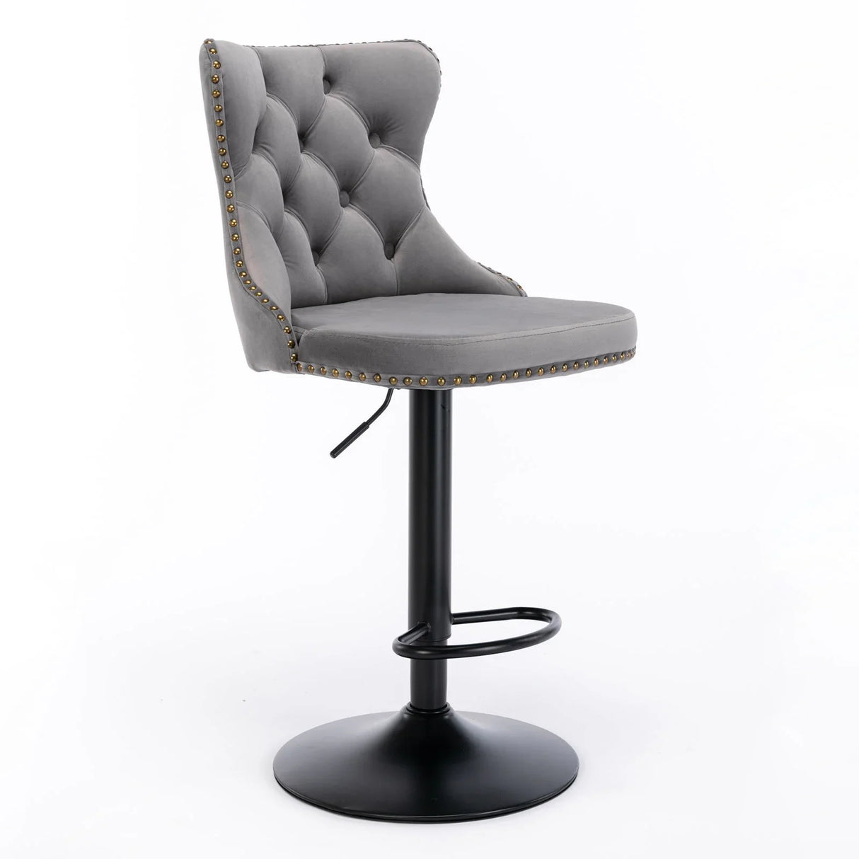 Swivel Velvet Barstools Adjusatble Seat Height, Modern Upholstered Bar Stools With Backs Comfortable Tufted For Home Pub And Kitchen Island (Set of 2) - Furniture Home Direct