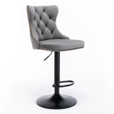 Swivel Velvet Barstools Adjusatble Seat Height, Modern Upholstered Bar Stools With Backs Comfortable Tufted For Home Pub And Kitchen Island (Set of 2) - Furniture Home Direct