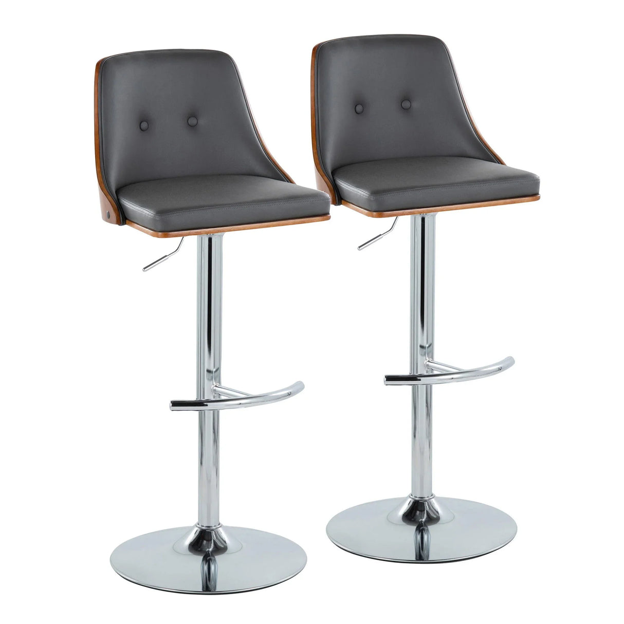 Gianna - Mid Century Modern Adjustable Barstool With Swivel With Rounded T Footrest (Set of 2) - Furniture Home Direct