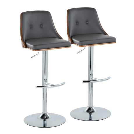 Gianna - Mid Century Modern Adjustable Barstool With Swivel With Rounded T Footrest (Set of 2) - Furniture Home Direct