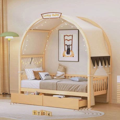 Bed With Arched Roof And 2 Drawers - Furniture Home Direct