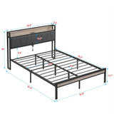 Modern Bed Frame With LED Lights, Upholstered Headboard, USB Charging - Furniture Home Direct