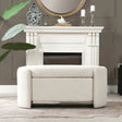 Fuji - Oval Storage Bench, Upholstered - Ivory White - Furniture Home Direct