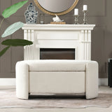 Fuji - Oval Storage Bench, Upholstered - Ivory White - Furniture Home Direct