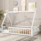 Tent-Shaped Floor Bed, Teepee Bed With Guardrails, Slats - Furniture Home Direct