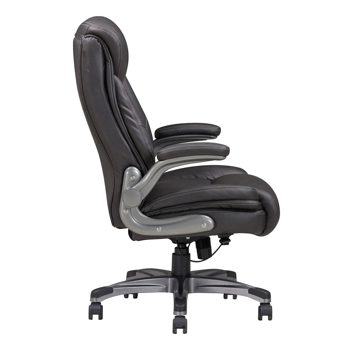 Bonded Leather Upholstered Office Chair With Adjustable Height And Armrest - Gray - Furniture Home Direct