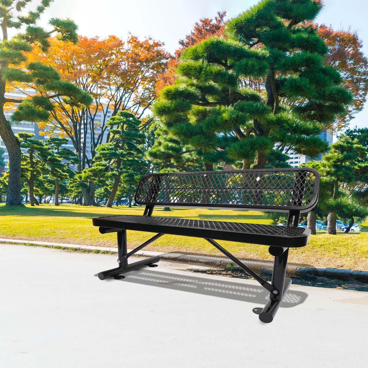 Outdoor Steel Bench With Backrest - Furniture Home Direct