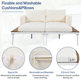 Outdoor Chaise Lounge Modern Cushions Wood Tray Beige - Furniture Home Direct