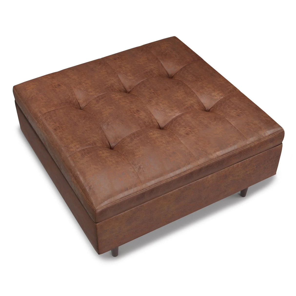 Shay - Large Square Coffee Table Storage Ottoman Mid-Century Style - Furniture Home Direct