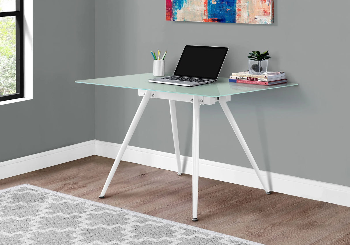 Computer Desk For Home Office, Laptop, Tempered Glass, Contemporary & Modern - White - Furniture Home Direct