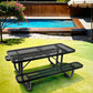 Outdoor Steel Picnic Rectangular Table With Umbrella Pole - Furniture Home Direct