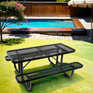 Outdoor Steel Picnic Rectangular Table With Umbrella Pole - Furniture Home Direct