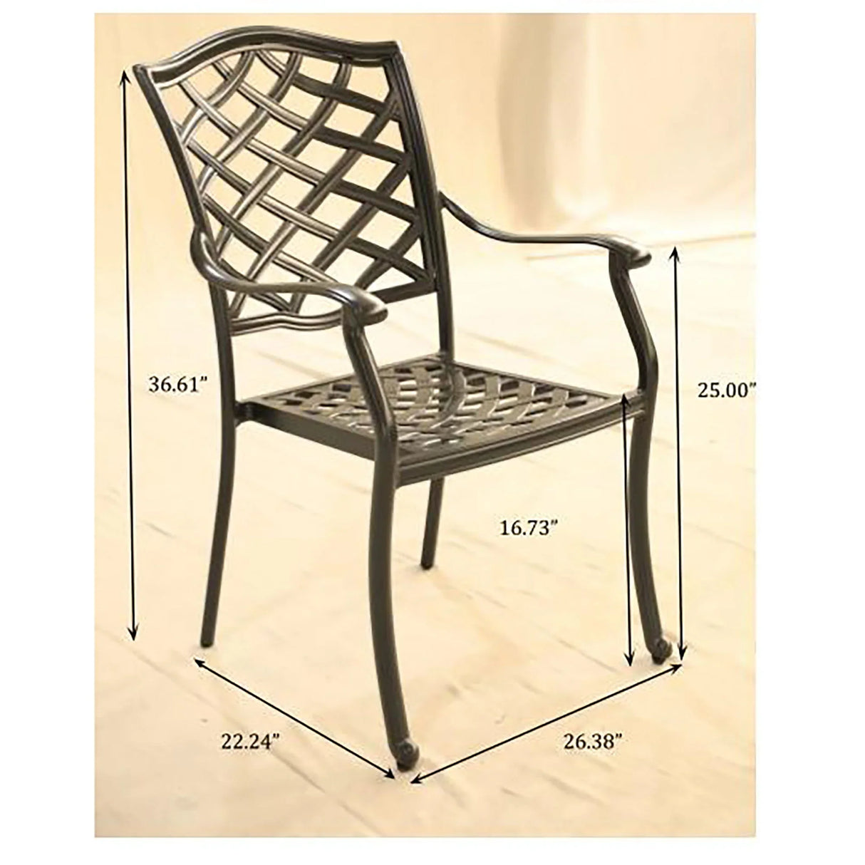 Outdoor Patio Aluminum Dining Arm Chair With Cushion (Set of 2) - Furniture Home Direct