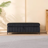 Wide Upholstered Velvet Storage Soft Bench Ottoman With Metal Legs - Furniture Home Direct