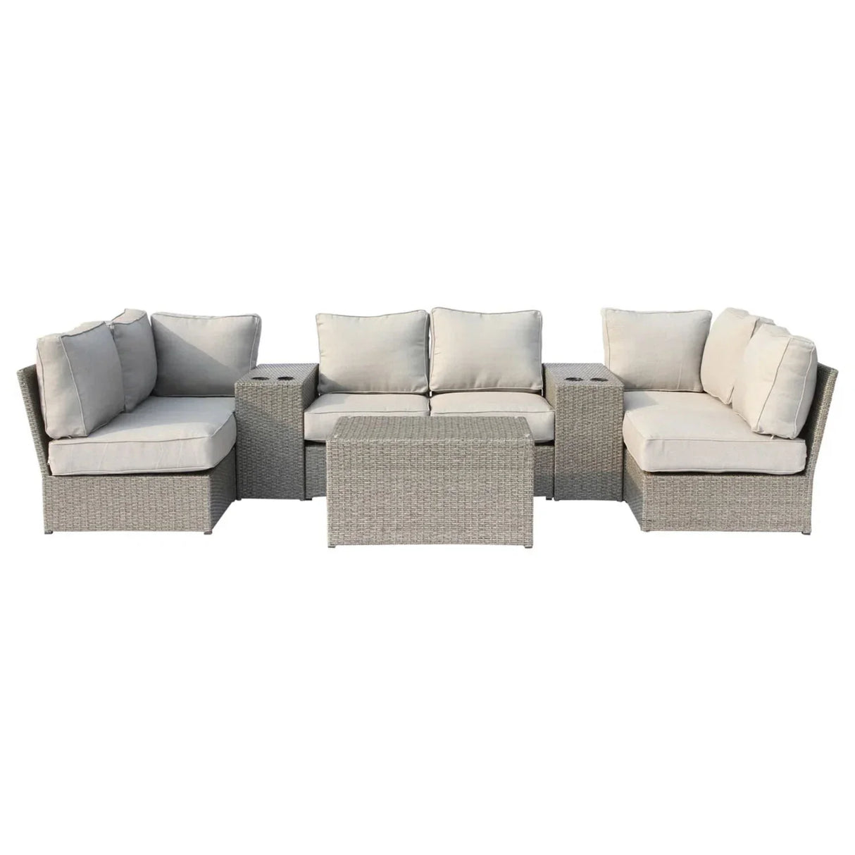 Comfortable Modern Patio Rattan Sectional Set With Cushions - Furniture Home Direct