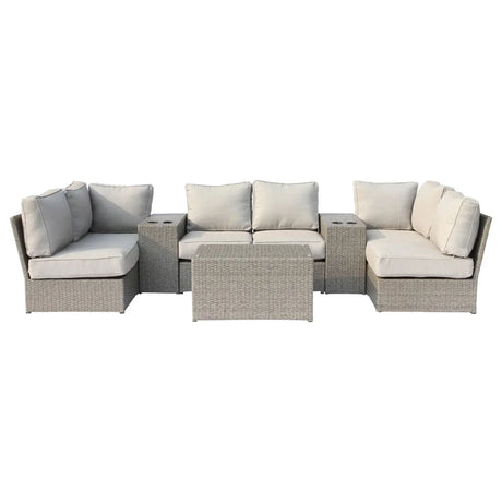 Comfortable Modern Patio Rattan Sectional Set With Cushions - Furniture Home Direct