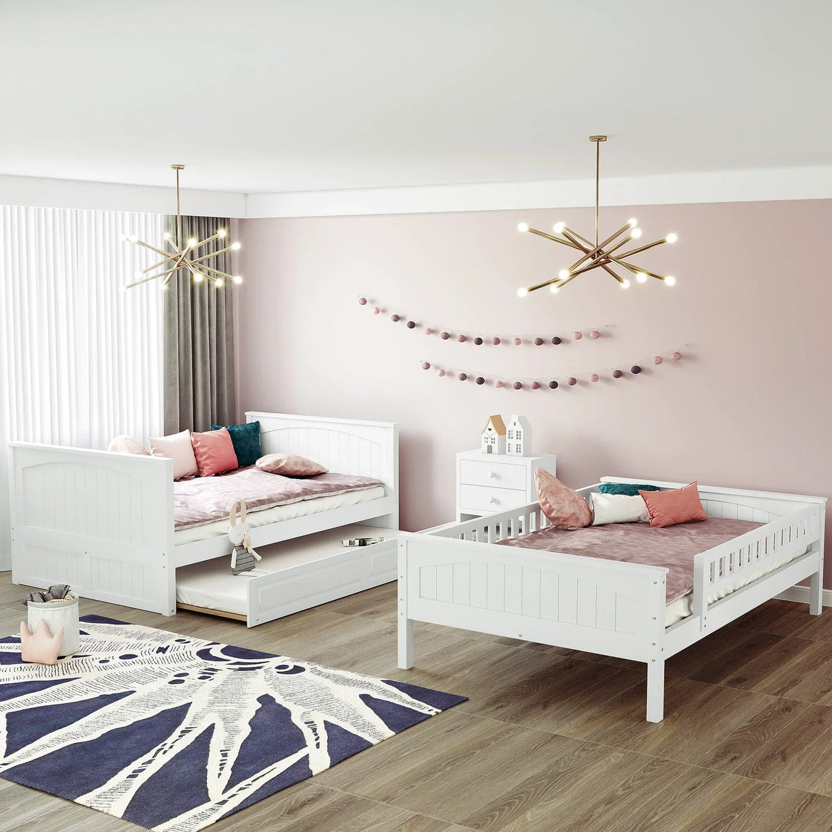 Bunk Bed With Twin Size Trundle, Guardrails - Furniture Home Direct